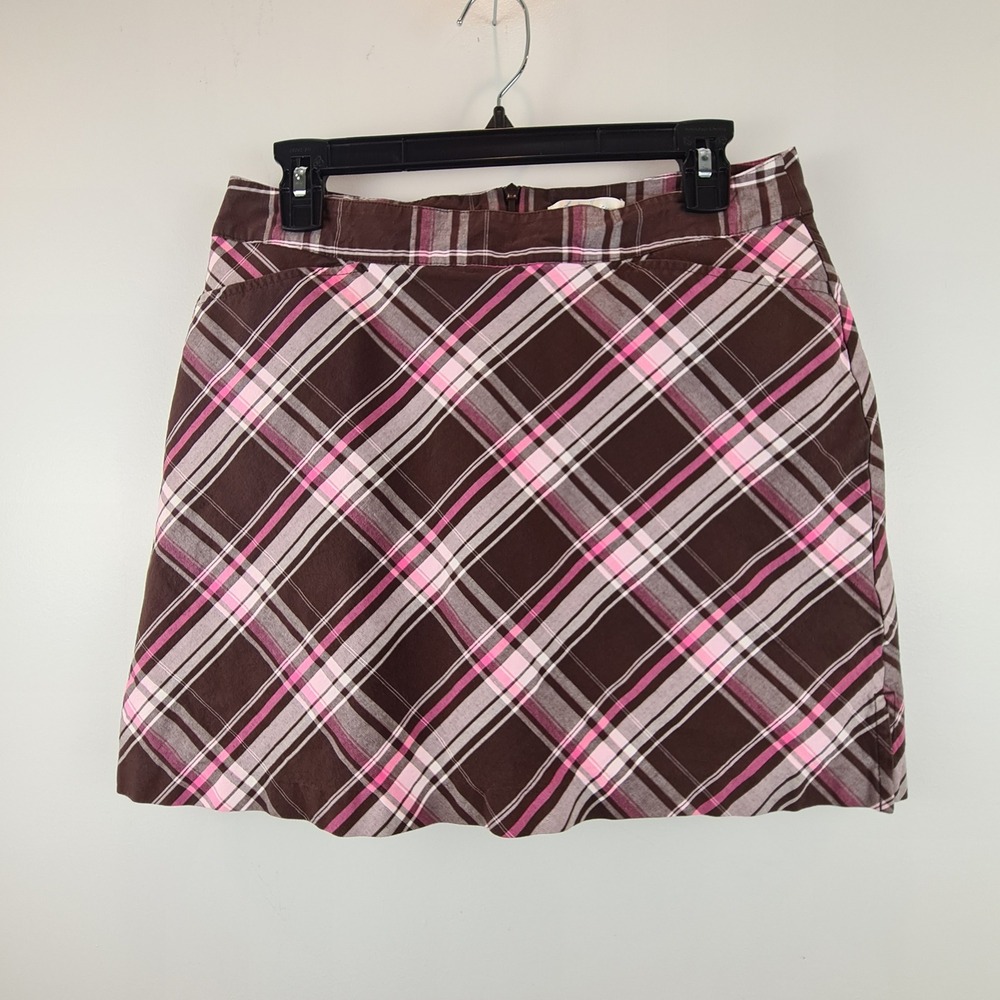 Lady Hagen Brown Pink Plaid Golf Skort Womens 6 Breast Cancer Pink Ribbon Skirt